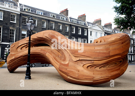 Architectural Association in Bedford Sq, London, with pavilion Driftwood in foreground Stock Photo