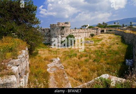 Kos Castle or the Knight's Castle also known as Neratzia Castle a 14th century fortress built by Knight's Hospitaller in Greece Stock Photo