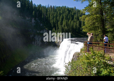 Upper Mesa Falls on the Henrys Fork of the Snake River in Fremont County, Idaho, USA. Stock Photo