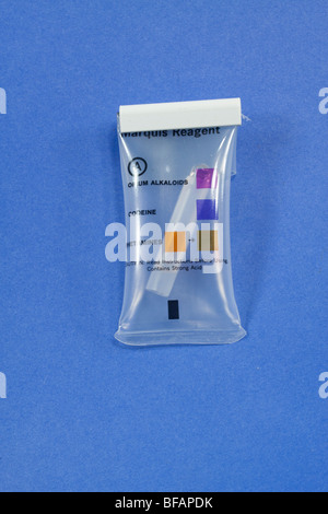 Drug test kit. Law enforcement use these to field test narcotics. Test for alkaloids and codeine. Stock Photo