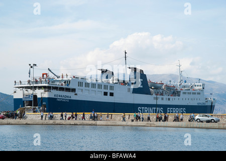 Ferry leaving from Sami on Kefalonia Stock Photo