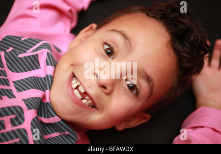 Boy smiling with 2nd set of teeth Stock Photo