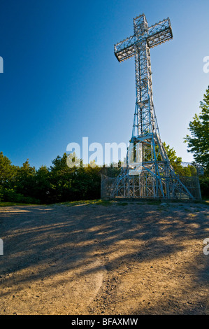 The Famous Mont Royal cross at the top of the Mount Royal park in Montreal Stock Photo