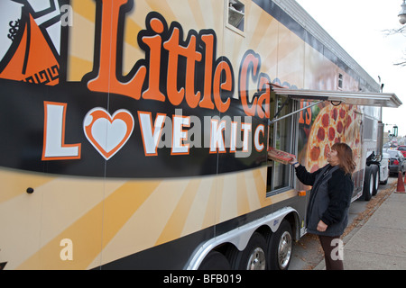 Little Caesar's pizza chain serves pizza to needy Detroit residents Stock Photo