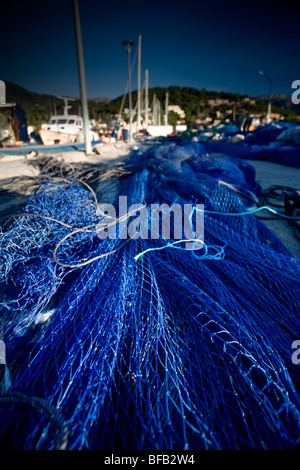 Fishing ropes and nets, Port Soller, Mallorca Stock Photo