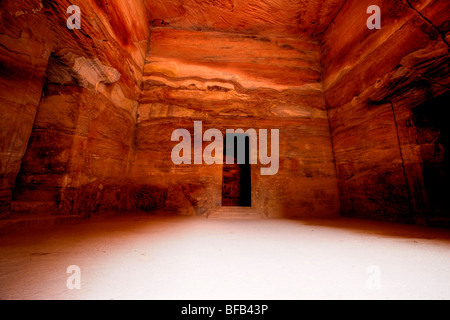 Inside The Treasury, Al-Khazneh, the inner chamber and sanctuary, Petra, Jordan Stock Photo