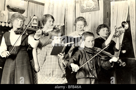 Children's Sextet Band Practicing Stock Photo