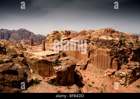 Obelisk columns near the high place of sacrifice, Petra, Jordan Stock Photo