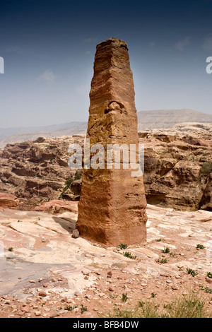 Obelisk columns near the high place of sacrifice, Petra, Jordan Stock Photo