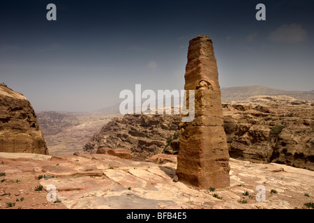 Obelisk columns near the high place of sacrifice, Petra, Jordan Stock Photo