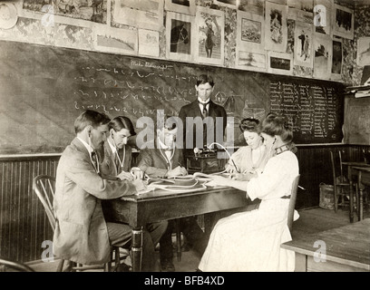 College Students Studying Dictation & Shorthand Stock Photo
