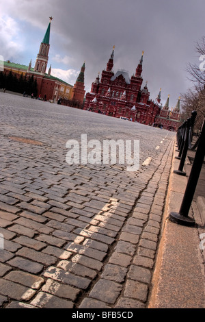 Red Square with the State Historical Museum and Nikolskaya Tower, Moscow, Russia Stock Photo