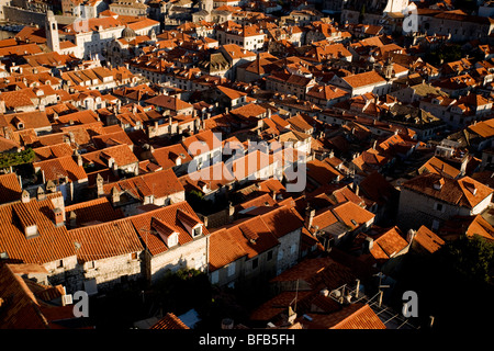 Ariel view of the terricota roofs of old town Dubrovnik, Croatia Stock Photo