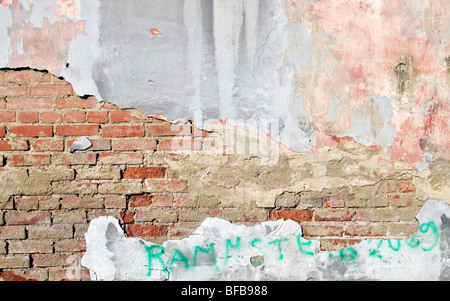 vintage house brick and plaster wall Stock Photo