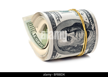 money roll isolated on white background Stock Photo