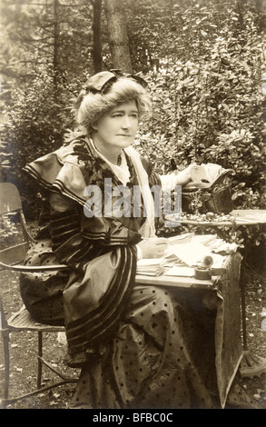Actress Ellen Terry Writing Correspondence Outdoors Stock Photo