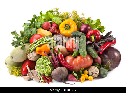 Fresh ripe vegetable mix on white Stock Photo