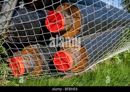 Insulated pipes used for delivering hot water in district heating pipelines Stock Photo