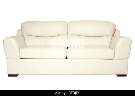 Sofa white detail isolated on black background with path Stock Photo