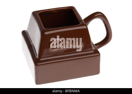 empty cadburys chocolate cup in the shape of a block of chocolate for drinking chocolate studio shot Stock Photo