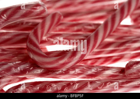 candy canes usually used at christmas as tree decorations Stock Photo