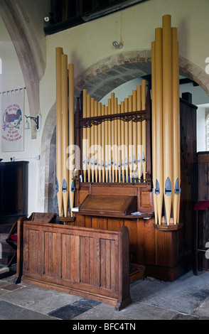 Organ in St Marys Church, Michelmersh, Hampshire, England Stock Photo