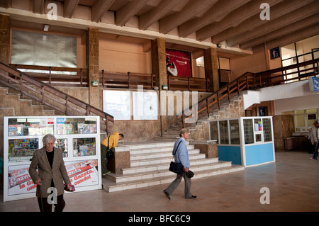 Main Train Railway Station Concourse ticket hall at Deva Romania Eastern Europe Stock Photo