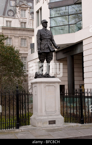 In military uniform is this fine statue of Charles Andre Joseph Marie de Gaulle, sited in Carlton Gardens,London SW1, England. Stock Photo