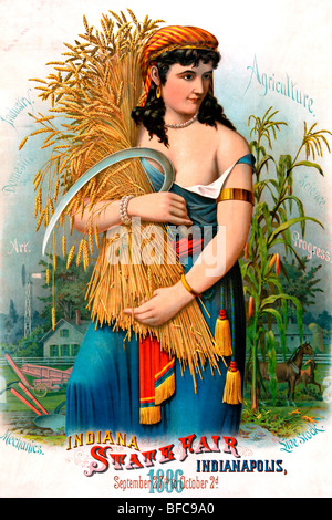 Poster for Indiana State Fair Indianapolis September 27th to October 2d 1886 Stock Photo