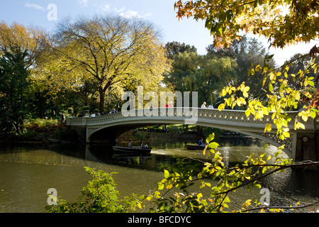 The cast iron Bow Bridge by Calvert Vaux, Central Park, New York City ...