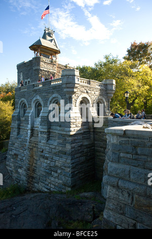 Belvedere Castle and Tower, a weather station in Central Park, New York City Stock Photo