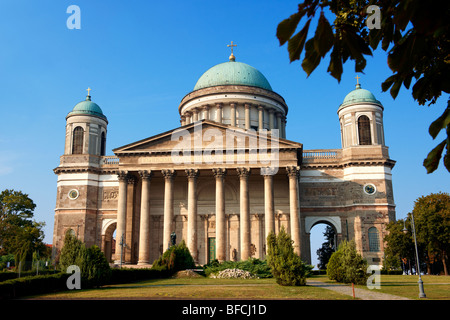 Exterior of the Neo Classical Esztergom Basilica, Cathedral ( Esztergomi Bazilika ), Hungary.  Stock Photo