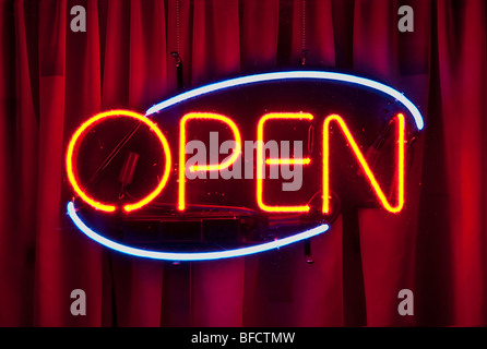 Neon open sign. Stock Photo