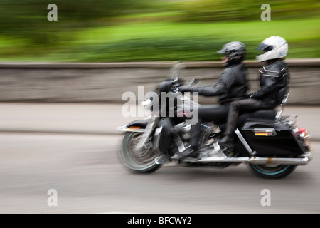 Harley-Davidson motorcycles at summer event   Thunder in the glens Aviemore, Scotland uk Stock Photo