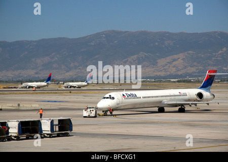 Delta Air Lines hub at the Salt Lake City International Airport in Salt Lake City, Utah, USA. Stock Photo