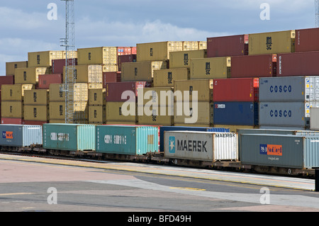Southern rail freight terminal, Port of Felixstowe, Suffolk, UK. Stock Photo