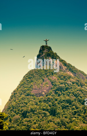 Corcovado and Jesus the Redeemer in Rio De Janeiro Brazil Stock Photo