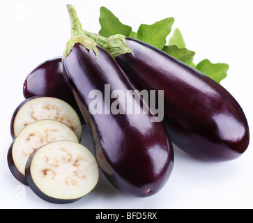 aubergine on a white background Stock Photo