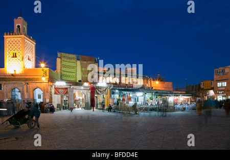 Place Jemaa el-Fna at dusk, Marrakesh, Morocco Stock Photo