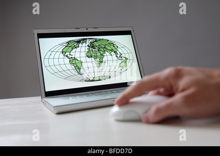 World map on computer screen Stock Photo - Alamy