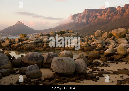 Lions Head and the Twelve Apostles range, as viewed from Oudekraal in Cape Town, South Africa. Stock Photo