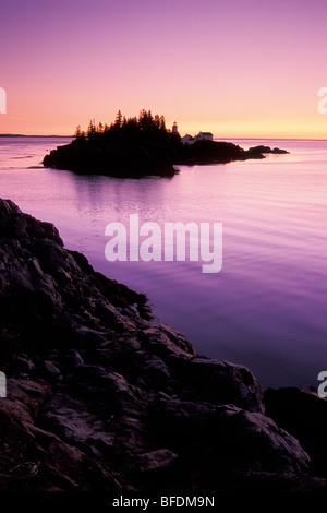 East Quoddy Lighthouse at sunrise, Campobello Island, New Brunswick, Canada Stock Photo