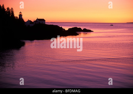 East Quoddy Lighthouse at sunrise, Campobello Island, New Brunswick, Canada Stock Photo