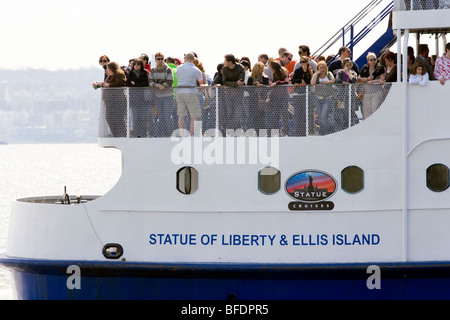 An Ellis Island cruise ship on the Hudson Bay, New York. Stock Photo