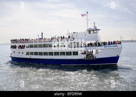 An Ellis Island cruise ship on the Hudson Bay, New York. Stock Photo