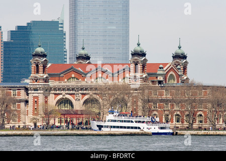 An Ellis Island cruise ship on the Hudson Bay, New York. Stock Photo