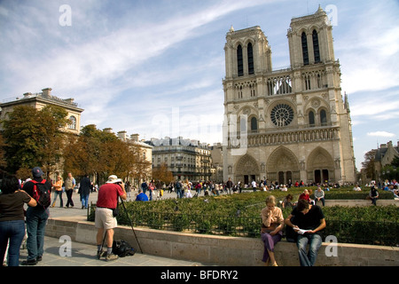 The western facade of the Notre Dame de Paris, France. Stock Photo