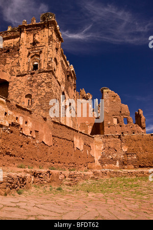 TELOUET, MOROCCO - The ruins of Glaoui kasbah, in the Atlas mountains. Stock Photo