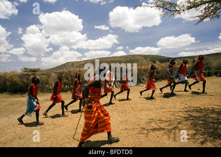 Maasai Warriors - near Masai Mara National Reserve, Kenya Stock Photo