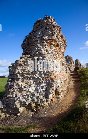 Brick work walls of Roman fort, Burgh Castle , Norfolk, England Stock Photo